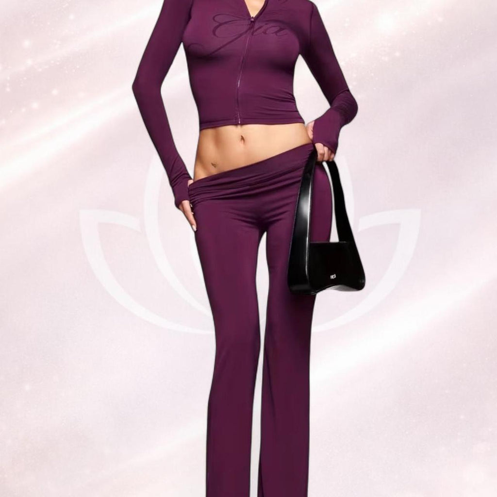 💜🔥 GIA Deep Plum Tracksuit Set — Athleisure Luxe 🔥💜