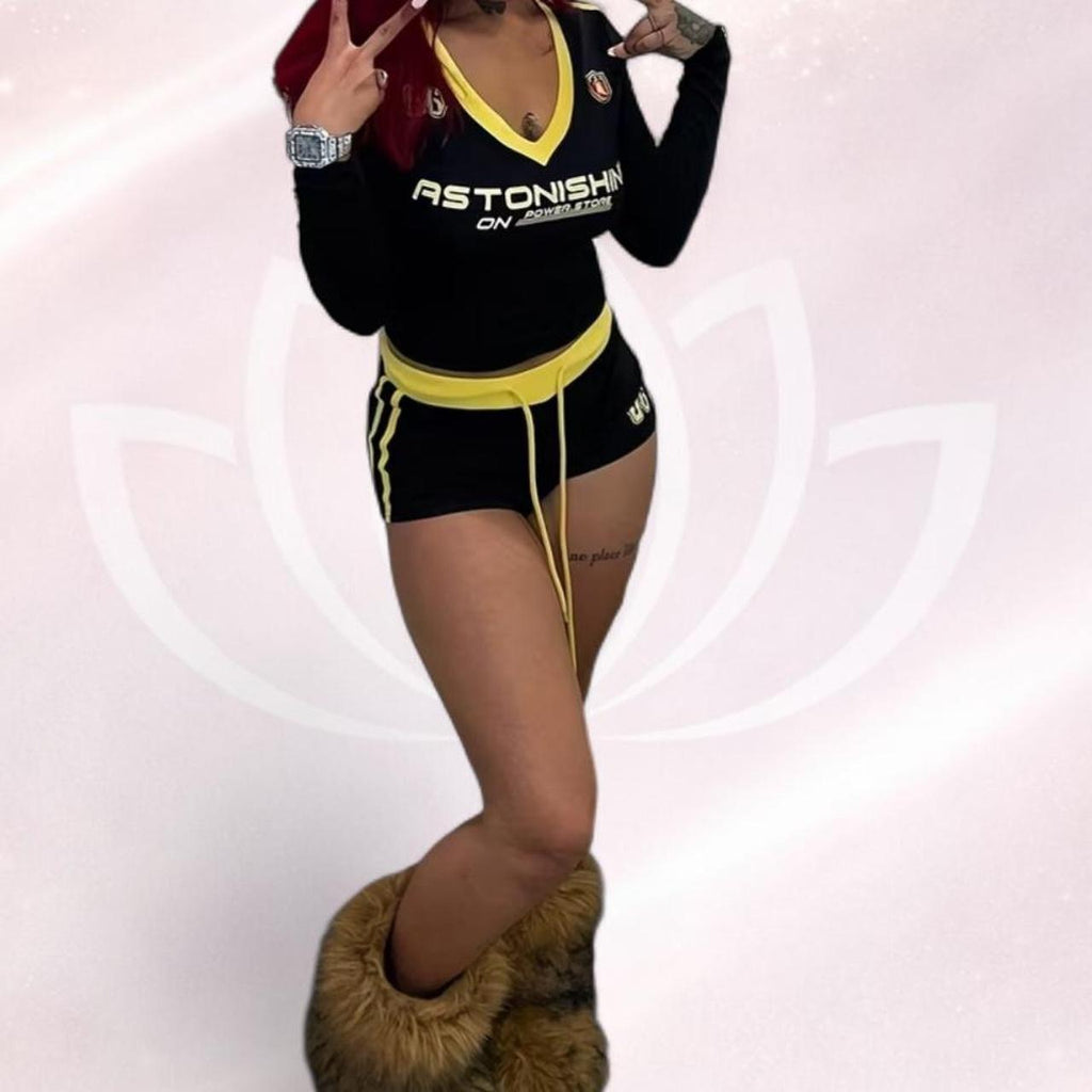 🖤💛 Black & Yellow Sporty 2-Piece Set ✨ Power Energy 💛🖤