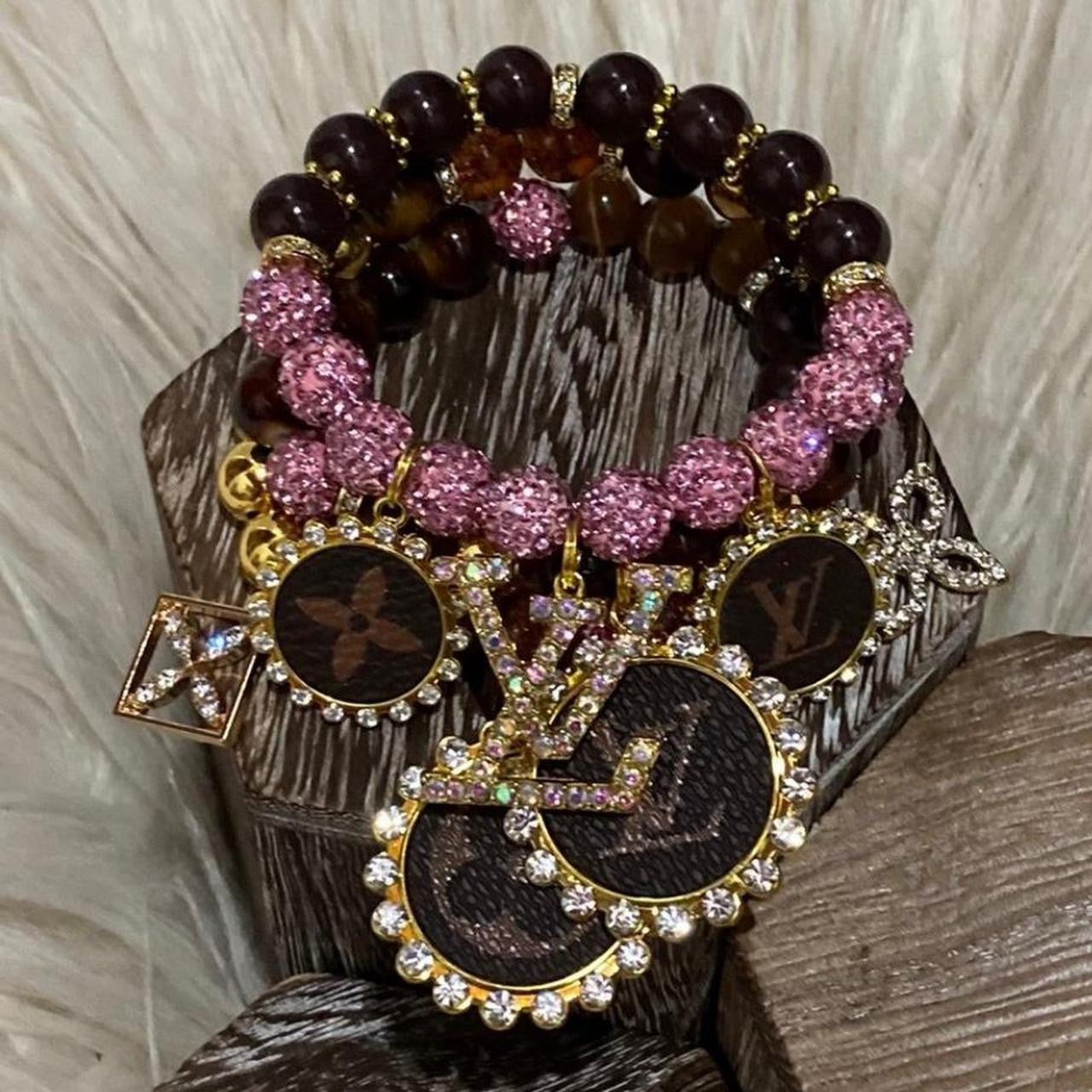 🤎💗 Brown & Pink Beaded Bracelet Stack — LV-Style Charm Energy 💗🤎