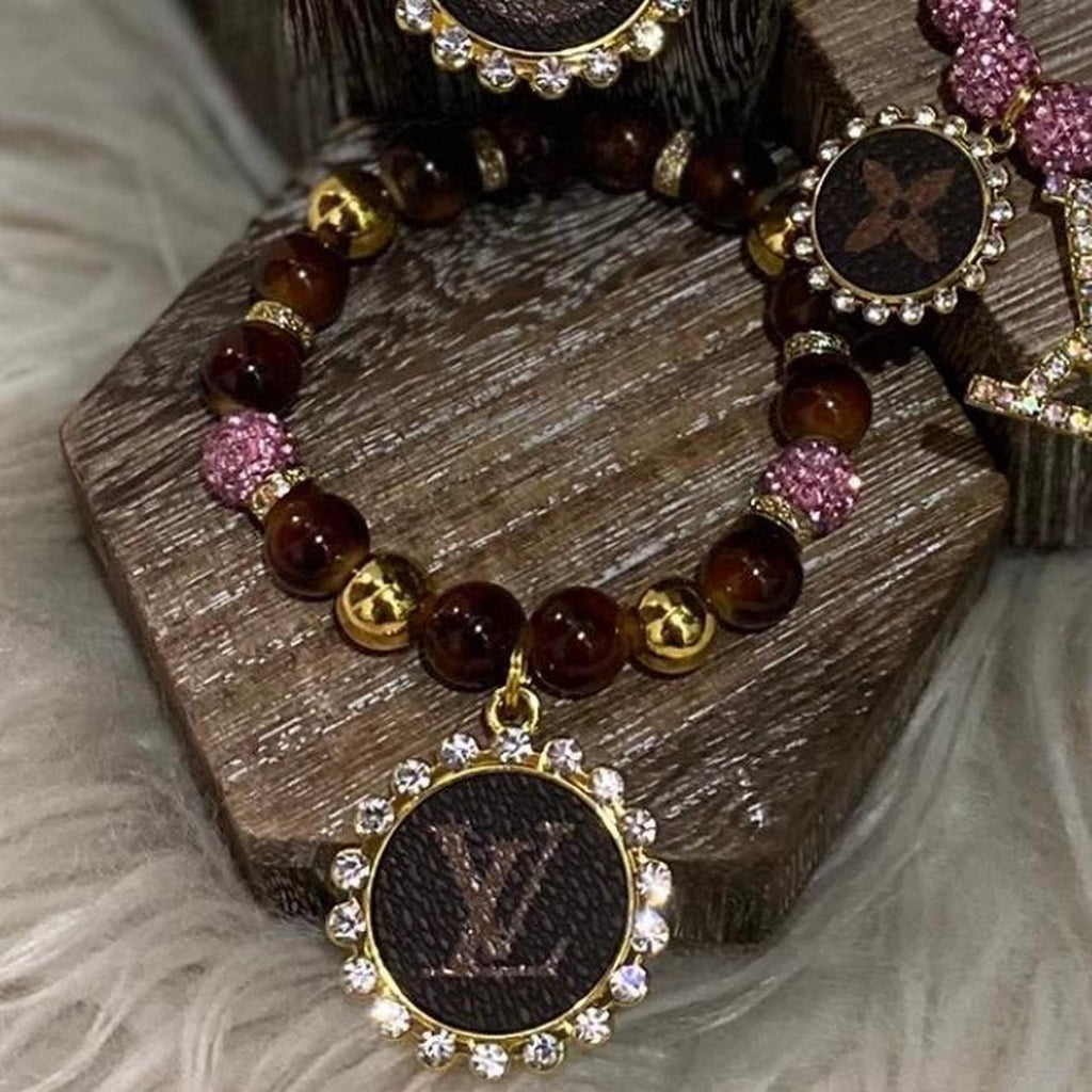 🤎💗 Brown & Pink Beaded Bracelet Stack — LV-Style Charm Energy 💗🤎