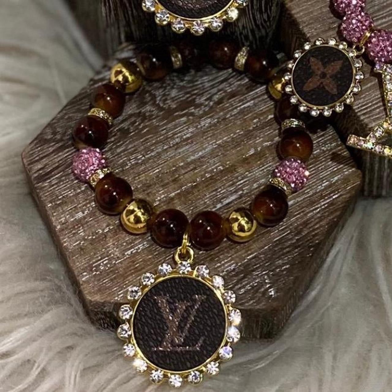 🤎💗 Brown & Pink Beaded Bracelet Stack — LV-Style Charm Energy 💗🤎